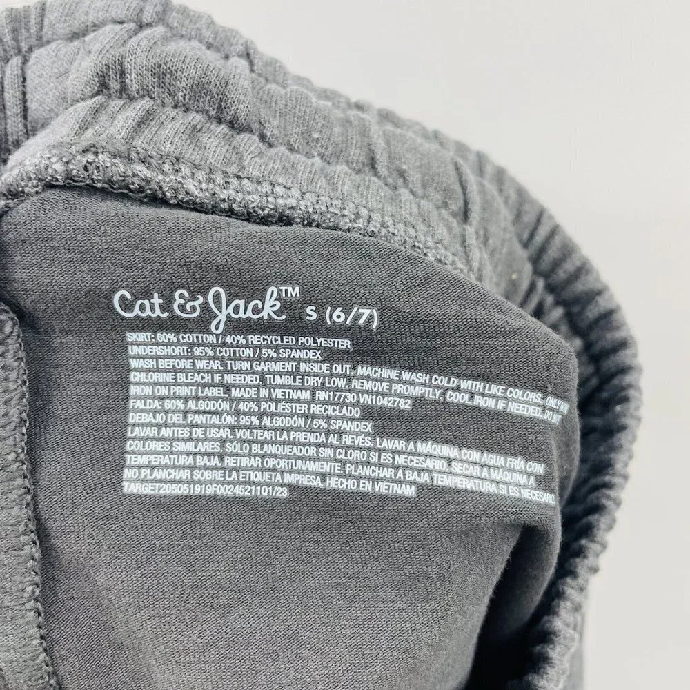 Cat & Jack Youth Girls Size Small 6/7‎ French Terry Skort in Charcoal Gray 403
